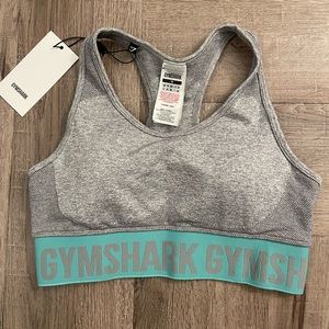 Gymshark Flex Sports Bra - Smokey Grey Marl/Light Green NWT